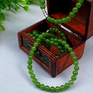 Quartzite Jade Handmade Necklace 6mm Round Bead Green Women's Jasper.